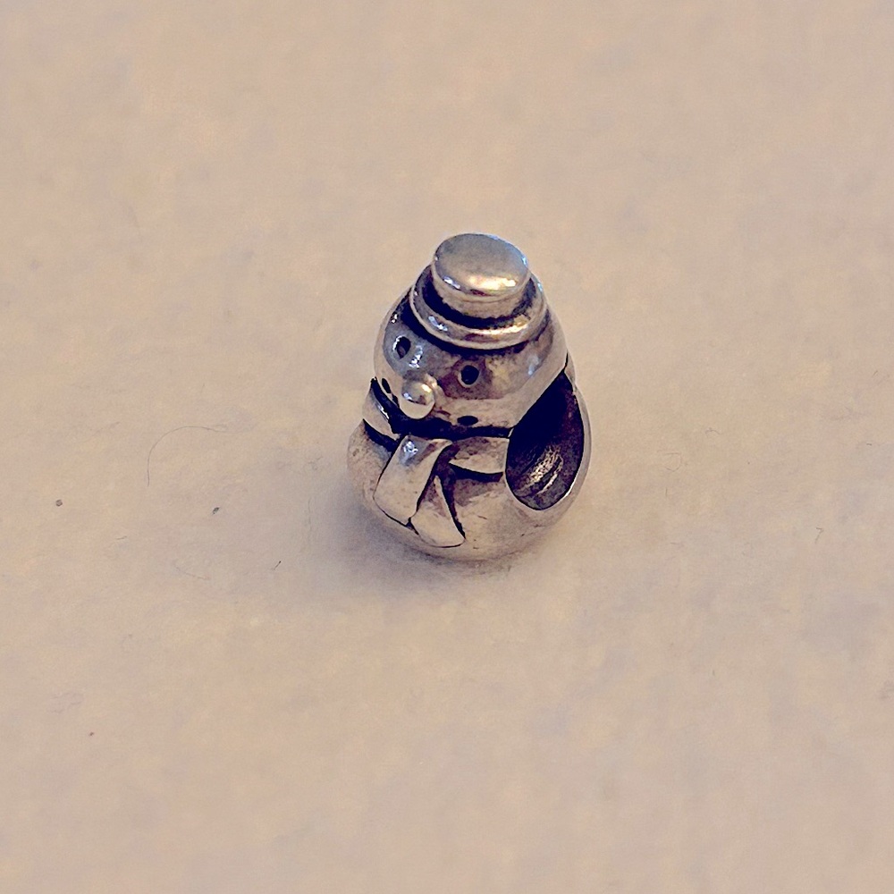 PANDORA 925 Sterling Silver Retired Snowman Bead Charm 790374 Winter Christmas⛄️